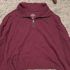 Hollister Burgundy Quarter-Zip Sweater